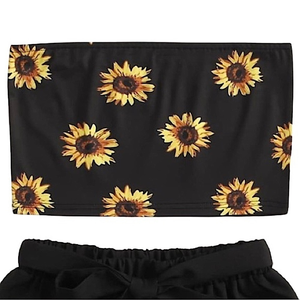 ❤️ ROMWE Bandeau sunflower top size medium